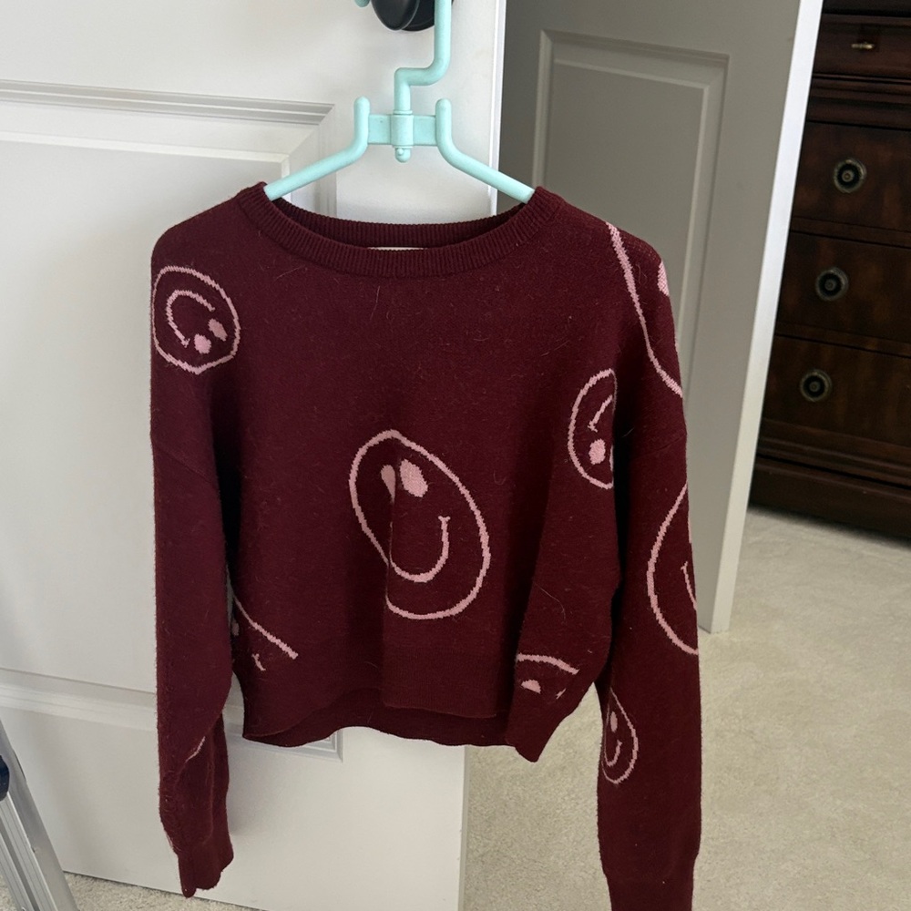 Altard State Maroon Smiley Face Sweater